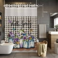 thumbnail image 5 of Hello Spring No Hooks Shower Curtain with Snap-in Liner Farm Purple Pansy Flowers in The Jug Black Plaid Shower Curtains for Bathroom, Waterproof, Easy Install, Washable 72"x96", 5 of 9