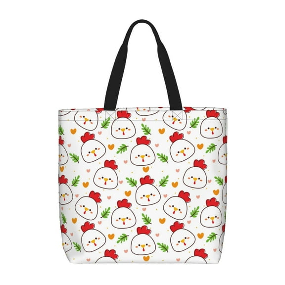 Hirioo Chicken And Plant for Tote Bag for Women, Quilted Shoulder Bag with Zipper, Large Capacity Handbags for Casual, Travel, Work