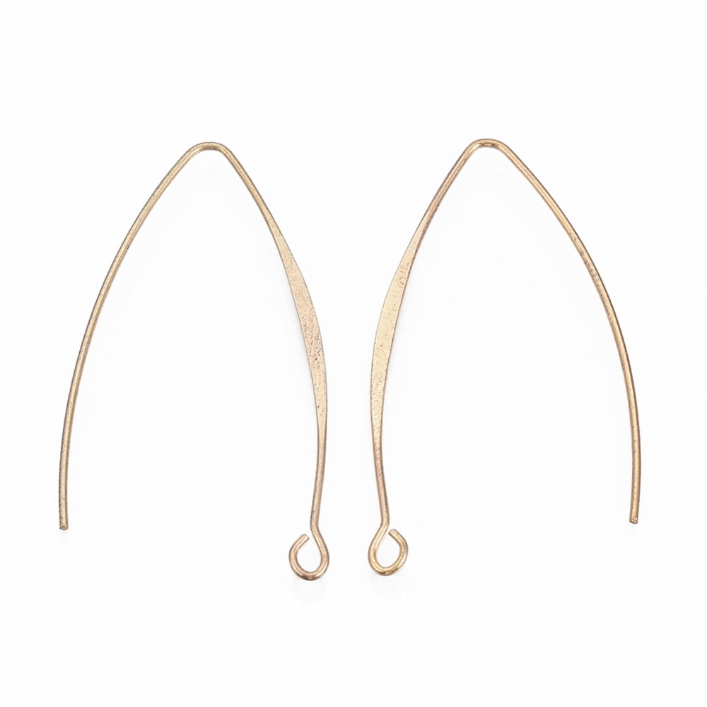 Brass Earring Hooks with Horizontal Loop Nickel Free Real 18K golden Plated 43mm Hole: 1.8mm 18 Gauge Pin: 1mm