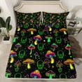 thumbnail image 2 of Feelyou Neon Jungle Mushroom Twin Sheet Sets for Teen, Green Skull Skeleton Twin Fitted Sheet, Cartoon Theme Flat Sheet, Microfiber Bedroom Decor, 3 Pieces, 2 of 7