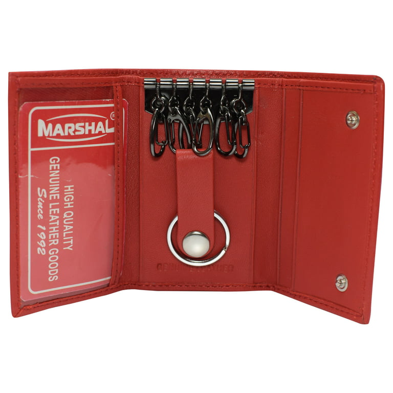 Leather Key Case Wallet Keychain Key Holder 6 Hanging Buckle Hooks Snap  Closure