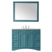 Naples 48" Vanity in Royal Green with Carrara White Marble Countertop With Mirror