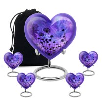 Yatskia Purple Daisy Urn for Ashes for Women, Decorative Urns for Human Ash, Cremation Burial Urns for Human Ashes Adult Man, (Heart 8 Inch and 3 Inch)