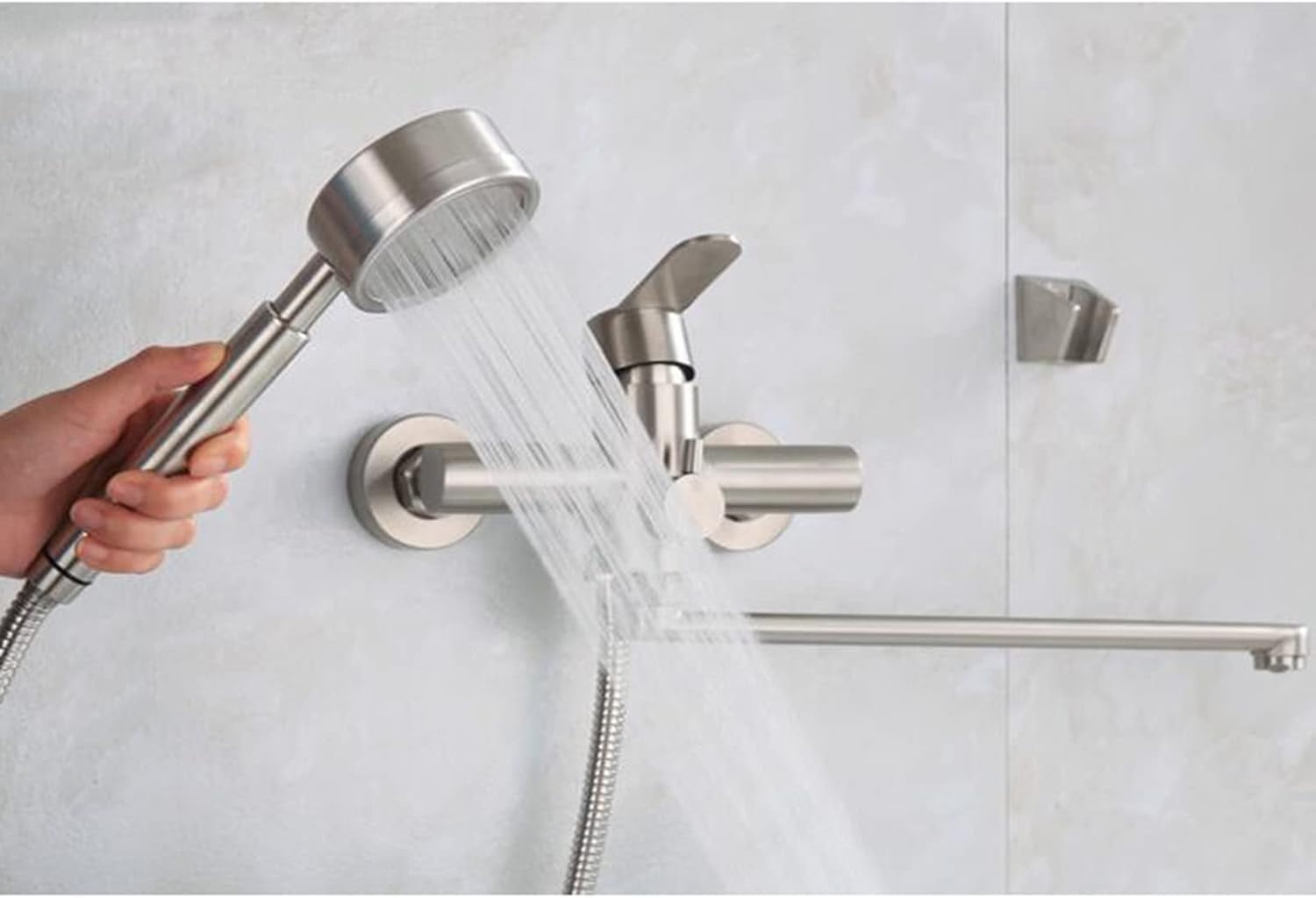 Bathtub Faucet with Shower Stainless Steel Brushed Shower Faucet Hot and Cold Water Multifunction Bathroom Faucet-B