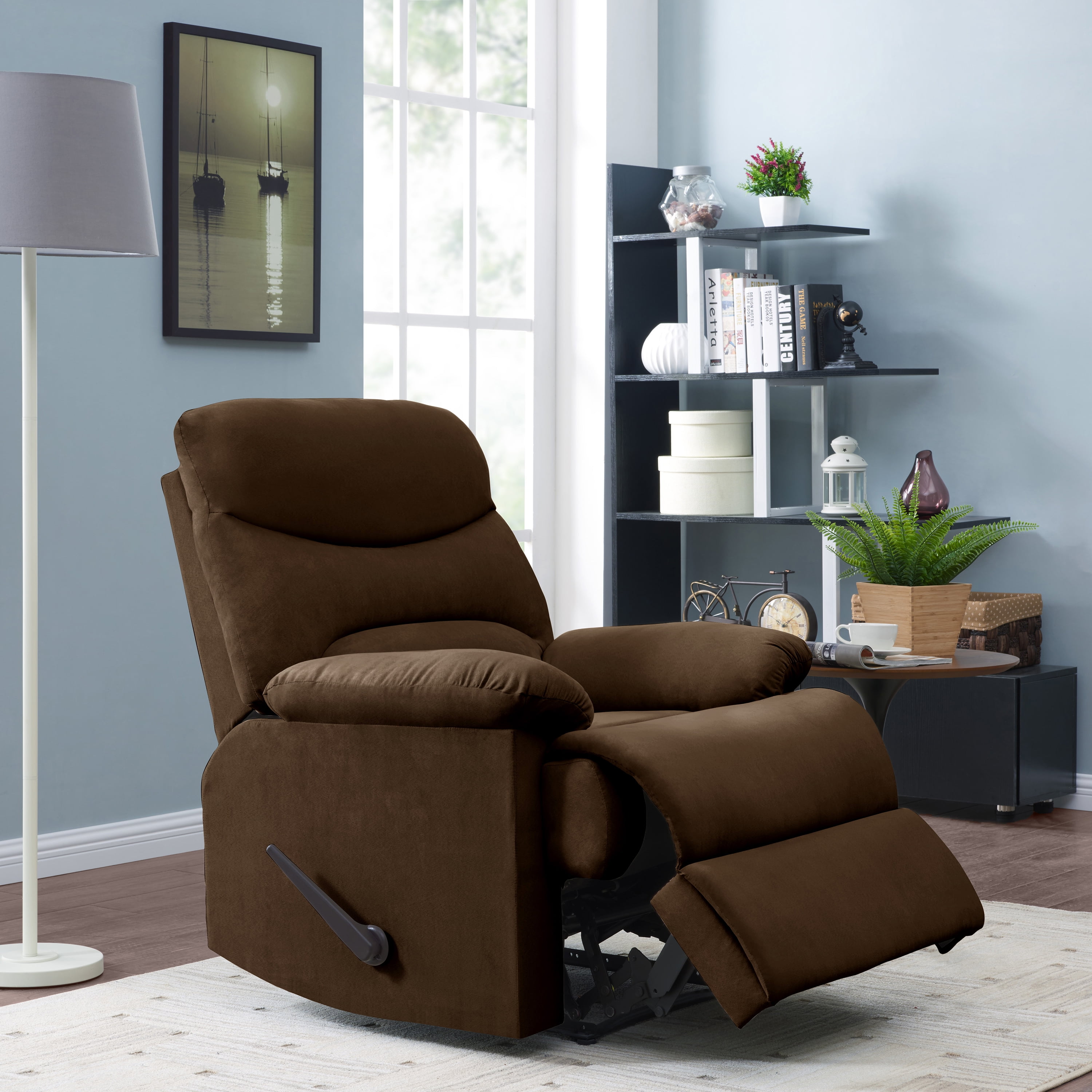 Homesvale Perie Wall Hugger Recliner Chair, Brown Microfiber