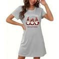 thumbnail image 2 of Fartey Christmas Nightgown for Women Funny Gnome Graphic Sleep Dress Soft Comfy Short Sleeve Crew Neck Sleepshirt Casual Daily Loungewear Gray XL, 2 of 6