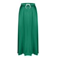 thumbnail image 6 of LWavelet Women Satin Flared Midi Skirt Elastic Drawstring Waist Elegant Evening Wedding Guest Skirt Dark Green M, 6 of 6
