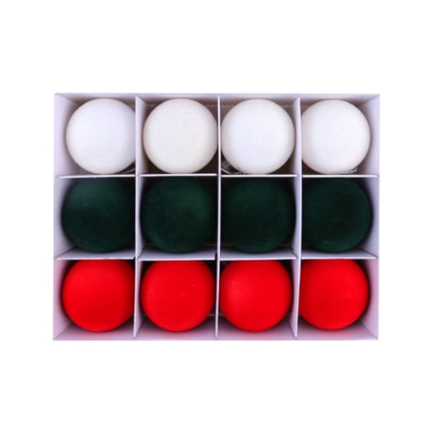 12 Piezas de Bolas Colgantes de Navidad para Fiestas Navideñas, Bolas de Navidad, Bolas Redondas de Peluche para Hacer Tú Mismo, Caja de Regalo, Adornos para Árbol de Navidad D