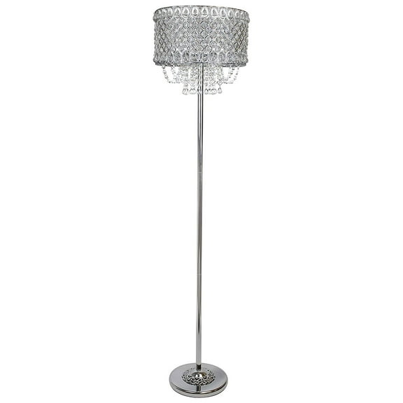 Grandview Gallery 60 Inch Tall 100W Crystal Shade Floor Lamp, Chrome