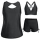 thumbnail image 1 of Tankini de moda para mujer, color sólido con cojín en el pecho y sin soporte de acero, traje de baño holgado con cordón dividido, trajes de baño de 3 piezas para mujer, trajes de baño tankini para muj, 1 of 6