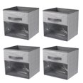 thumbnail image 1 of 4 Pack Bacs de Rangement Pliables en Tissu, Paniers Boîtes Organisateurs de Rangement avec Fenêtre Transparente pour Maison Chambre Placard, 1 of 3