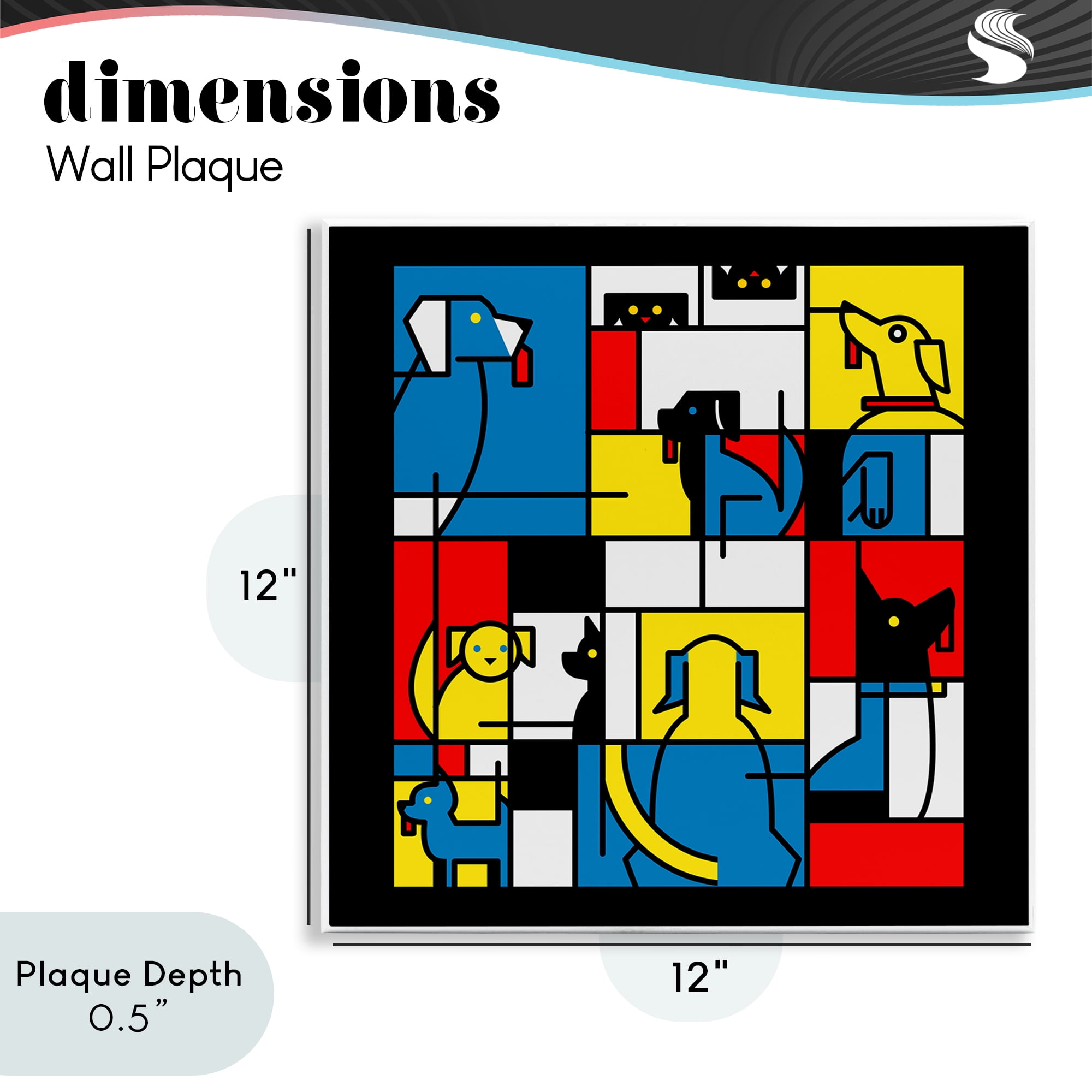 Stupell Industries Color Block Dogs Abstract Wall Plaque Art, design by Tobe Fonseca