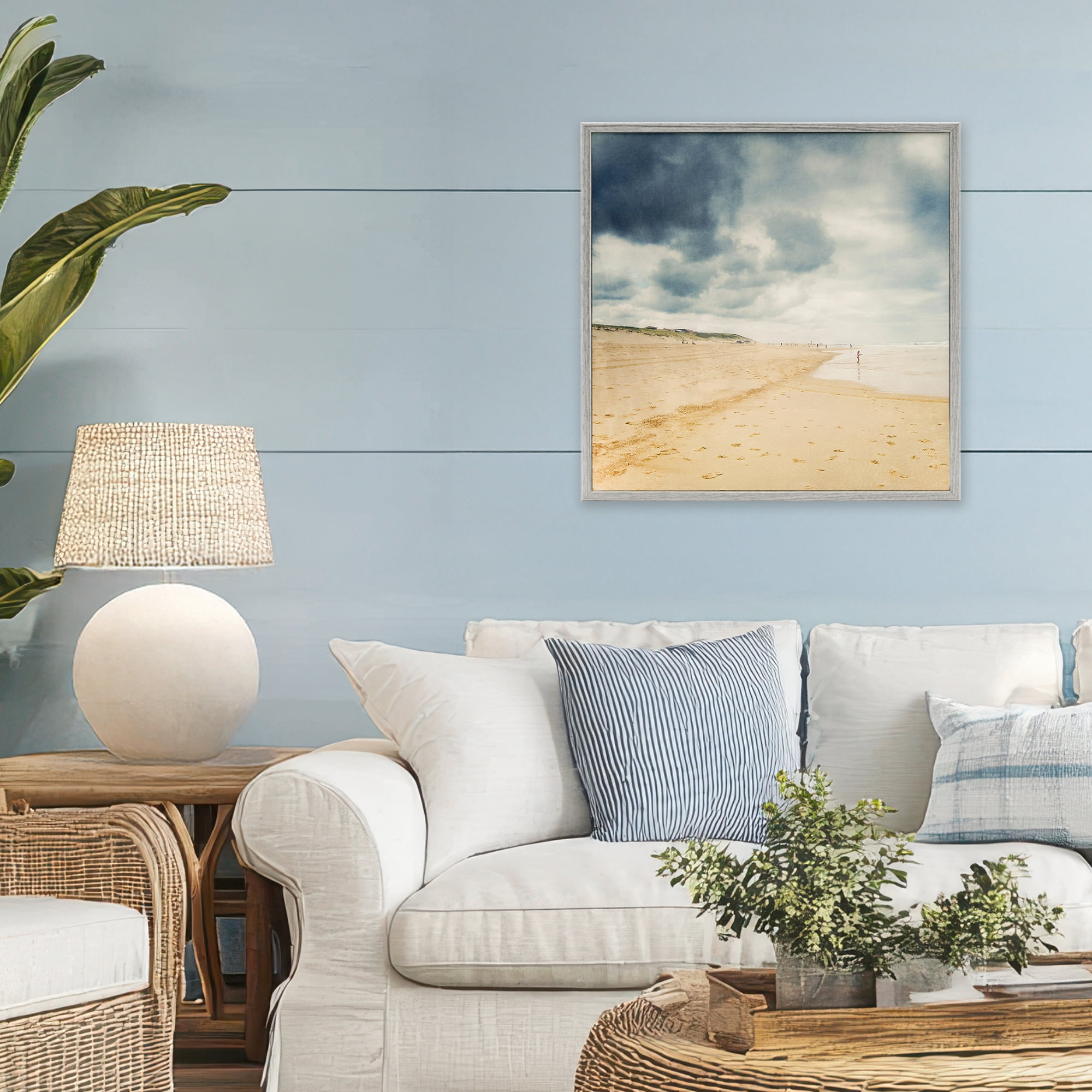 Stupell Industries Beach On A Cloudy Day Gray Framed Giclee Art, design by Dirk Wüstenhagen