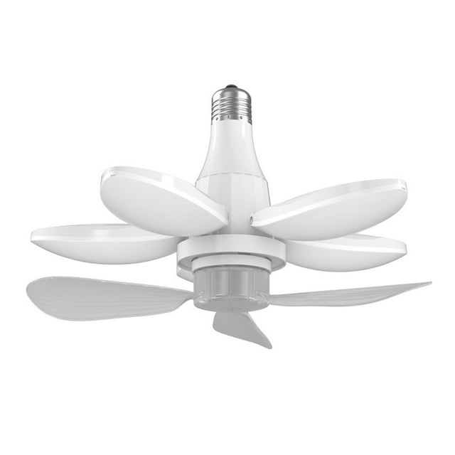 Luz de ventilador con enchufe 2700K-6500K, ventilador de bombilla fácil de instalar, ventilador de techo LED plegable regulable con luz para