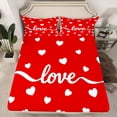 thumbnail image 2 of jejeloiu Happy Valentins'S Day Twin Sheet Sets,Cartoon Heart Print Twin Fitted Sheet,Red White Flat Sheet For Girls,Super Cozy Room Decor,3-Piece, 2 of 7