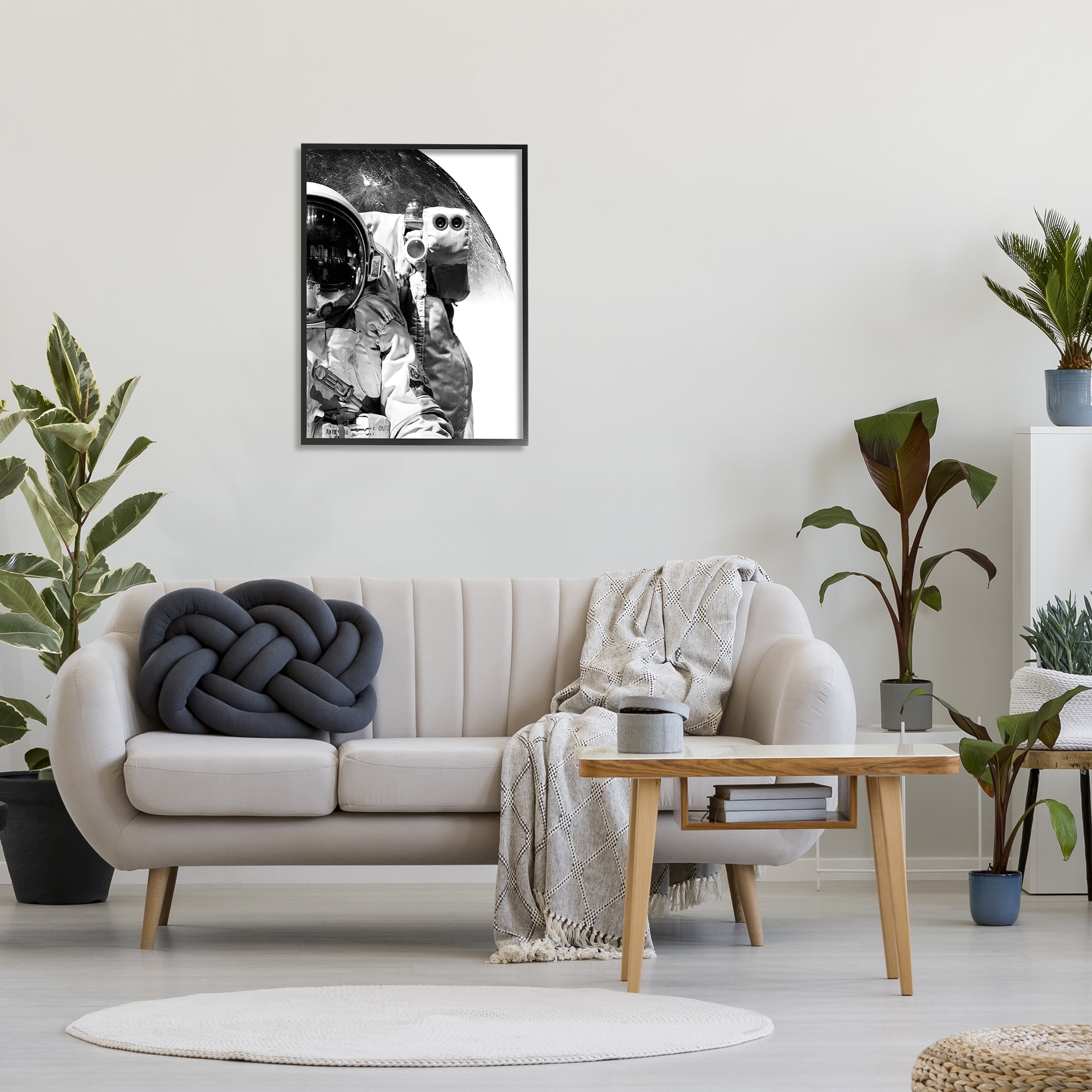 Stupell Industries Monochrome Astronaut Distant Planet Outer Space Photography Photograph Black Framed Art Print Wall Art, Design by Brandon Wong