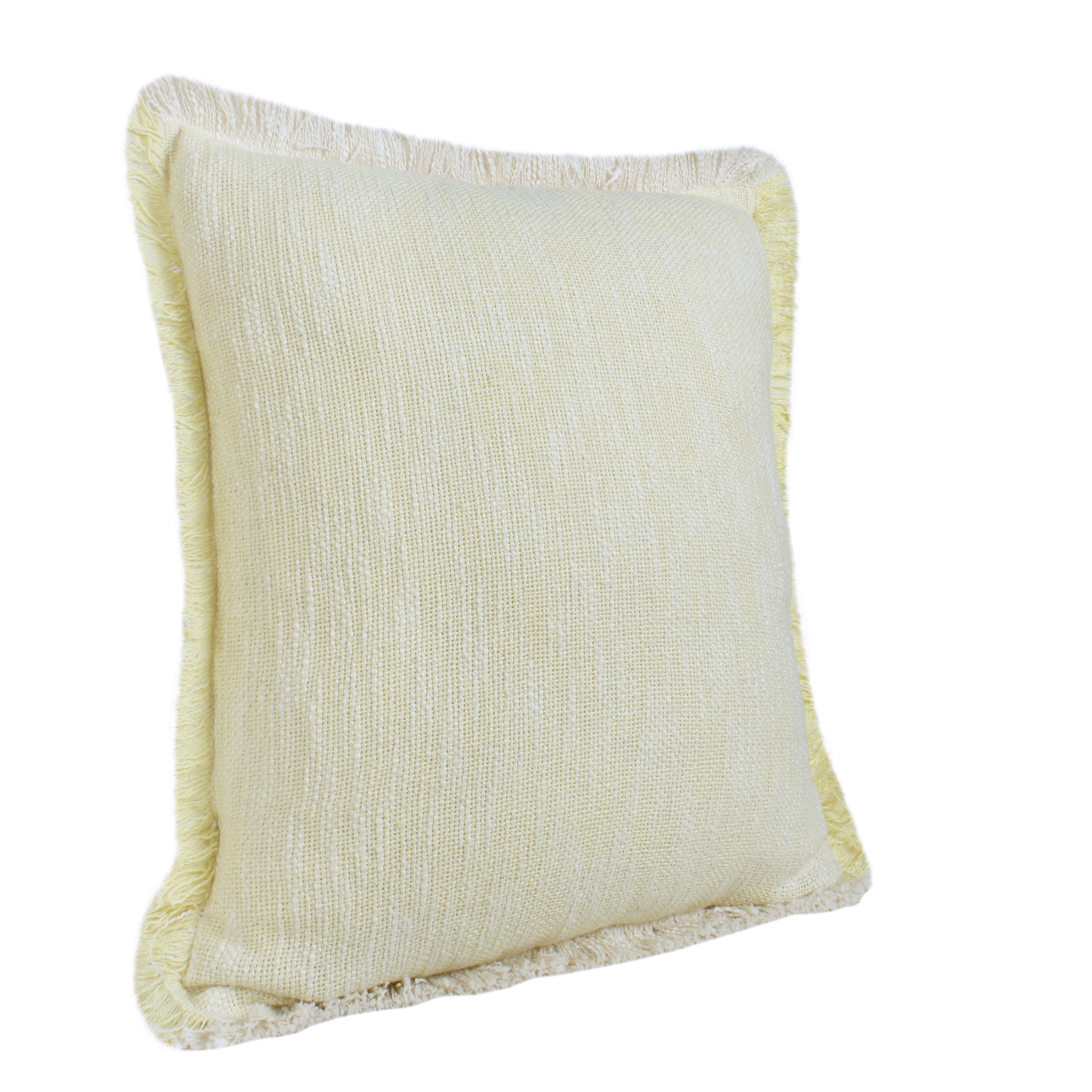 Ox Bay Bennett 20" x 20" Yellow/Ivory Solid Fringed Cotton Adult Decorative Throw Pillow Cover