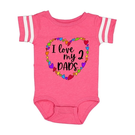 

Inktastic I Love my Two Dads- Pride Rainbow Hearts Gift Baby Boy or Baby Girl Bodysuit