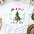thumbnail image 1 of Holly Jolly Social Club T-Shirt | Christmas Tree Graphic Tee, White, Size S, 1 of 6