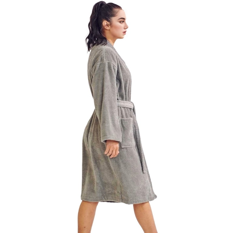 TowelSoft Women's 100% Cotton Terry SPA Bathrobe Gray One Size - Walmart.com