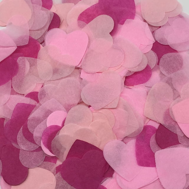 Migas de papel románticas de 2,5 cm con forma de corazón rosa para fiesta de bodas