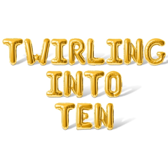 Letter Balloons -TWIRLING INTO TEN 16" Inch Alphabet Letters Foil Mylar Balloon 10th Birthday Party Banner (Gold)