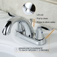 thumbnail image 4 of WOWOW 4 inch Bathroom Faucet 2 Handle Faucet for Bathroom Sink 3 hole Stainless Steel Faucet with Drain, Chrome, 4 of 9