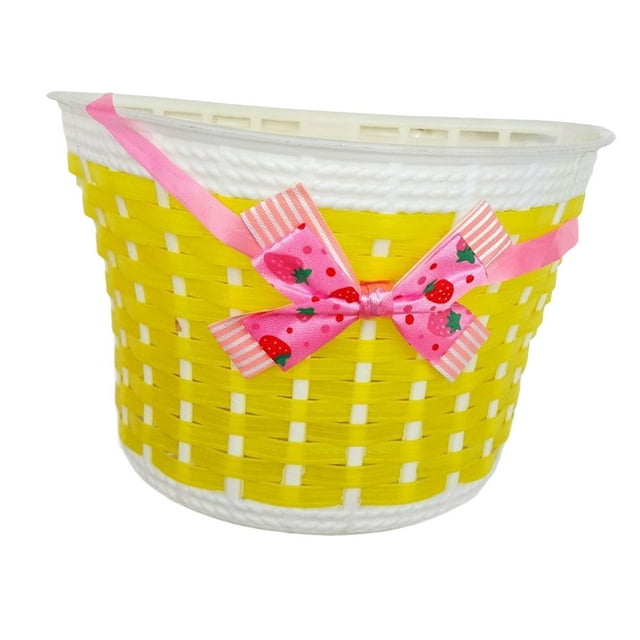 Cesta para Bicicleta para Niños, Cesta para Bicicleta, Cesta para Manillar Extraíble, Cesta de Almacenamiento para Compras, Camping, Picnic, Deportes, Amarillo