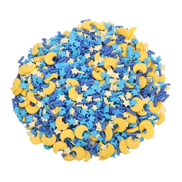 Uxcell Fausses Paillettes, 100G Résine Étoile Lune Fausse Paillettes Bonbon Sucre Tranches d'Argile Polymère pour Art des Ongles Bricolage Artisanat Gâteau Étui de Téléphone Shaker Remplissage de Carte, Bleu/bleu Foncé/jaune