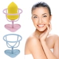 thumbnail image 4 of GOOHOCHY 2 soportes para borlas de polvo, soporte para esponjas de maquillaje, estante de secado, herramienta de belleza (rosa claro y azul), 4 of 8