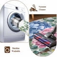thumbnail image 7 of Round Area Rug 6 Ft, Blue Pink Hydrangea Washable Non-Slip Circle Carpet for Living Room/Bedroom, Eucalyptus Leaves Summer Botanical Plaid Low-Profile Indoor Mats Collection Rugs for Residential, 7 of 7