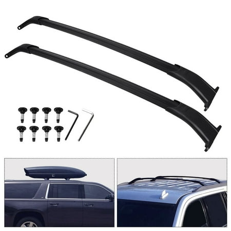 Black Roof Rack Cross Bars for 2015-2019 Chevy Suburban, Chevy Tahoe, GMC Yukon & Yukon XL , Cadillac Escalade, Cadillac Escalade