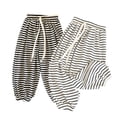 thumbnail image 2 of FLMEI Toddler Kids Girls Boys Cotton Lantern Pants Striped Anti-Mosquito Pants Teen Elastic Waist Casual Trousers Spring Summer Fall Jogger Pants 3-15 Years, 2 of 9