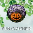 thumbnail image 3 of Stained Glass Window Hanging Halloween Scary Black Spider On Orange Pumpkin Large - Suncatcher Door Garden Sun Catcher Gothic Home Decor Birthday Horror Gifts for Mom Men Woman Friend, 3 of 6