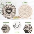 thumbnail image 4 of Haosy Set of 6 Drink Woven Coaster with Holder Heat Resistant Non-Slip Bar Coasters 4 Inches Victorian-style Floral Heart, 4 of 7
