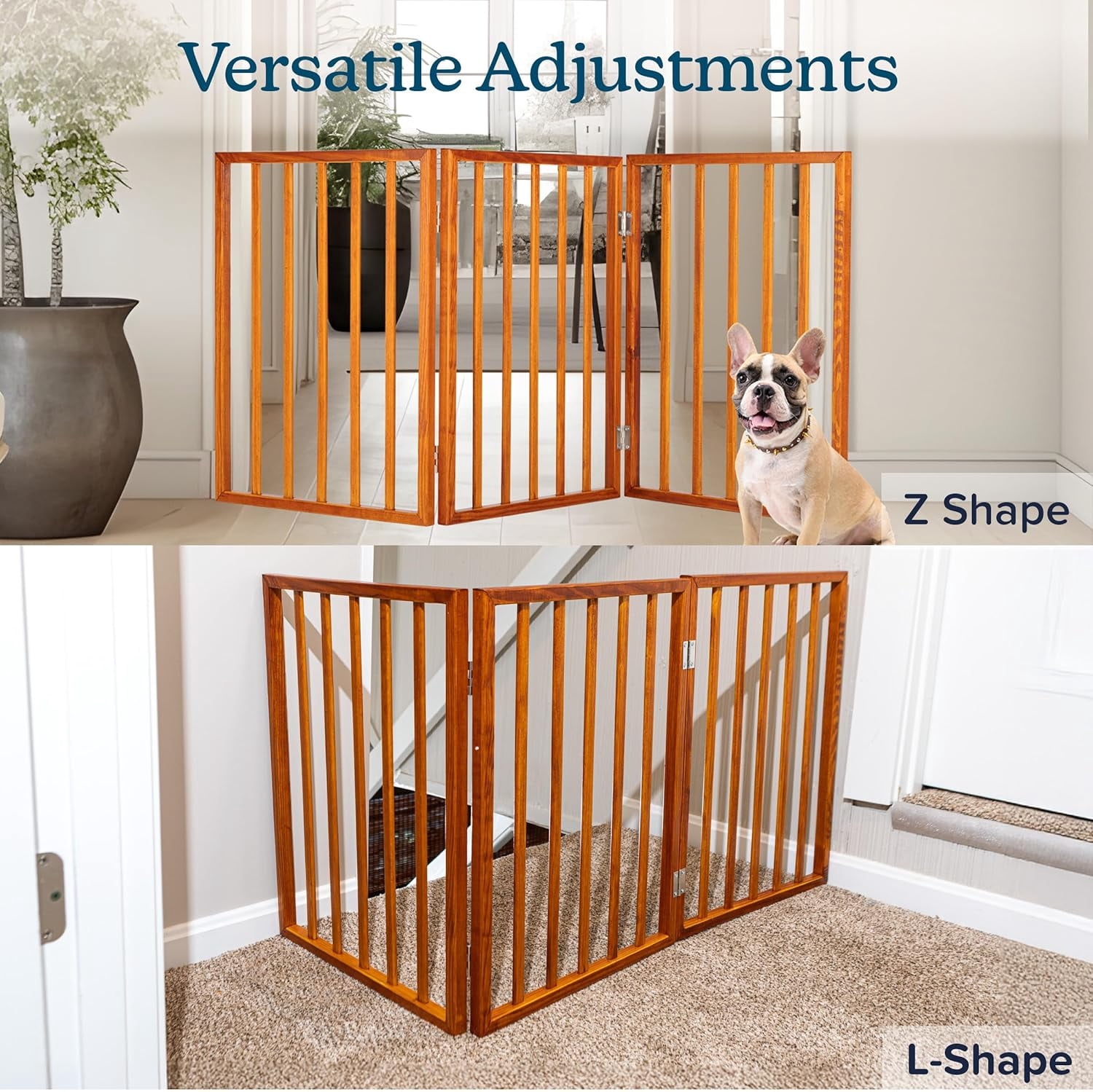 4-Panel Indoor Foldable Pet Fence for Stairs, Hallways, or Doorways - 72x24-Inch Retractable Freestanding Dog Gate