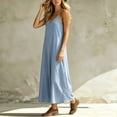 thumbnail image 4 of Drses Women's Solid Color Spaghetti Strap Maxi Sundress, V Neck Backless Sleeveless Cami Long House Lounge Dress Loose Fit Flowy Casual Comfy Summer Indoor Beach Vacation Outfits, 4 of 5