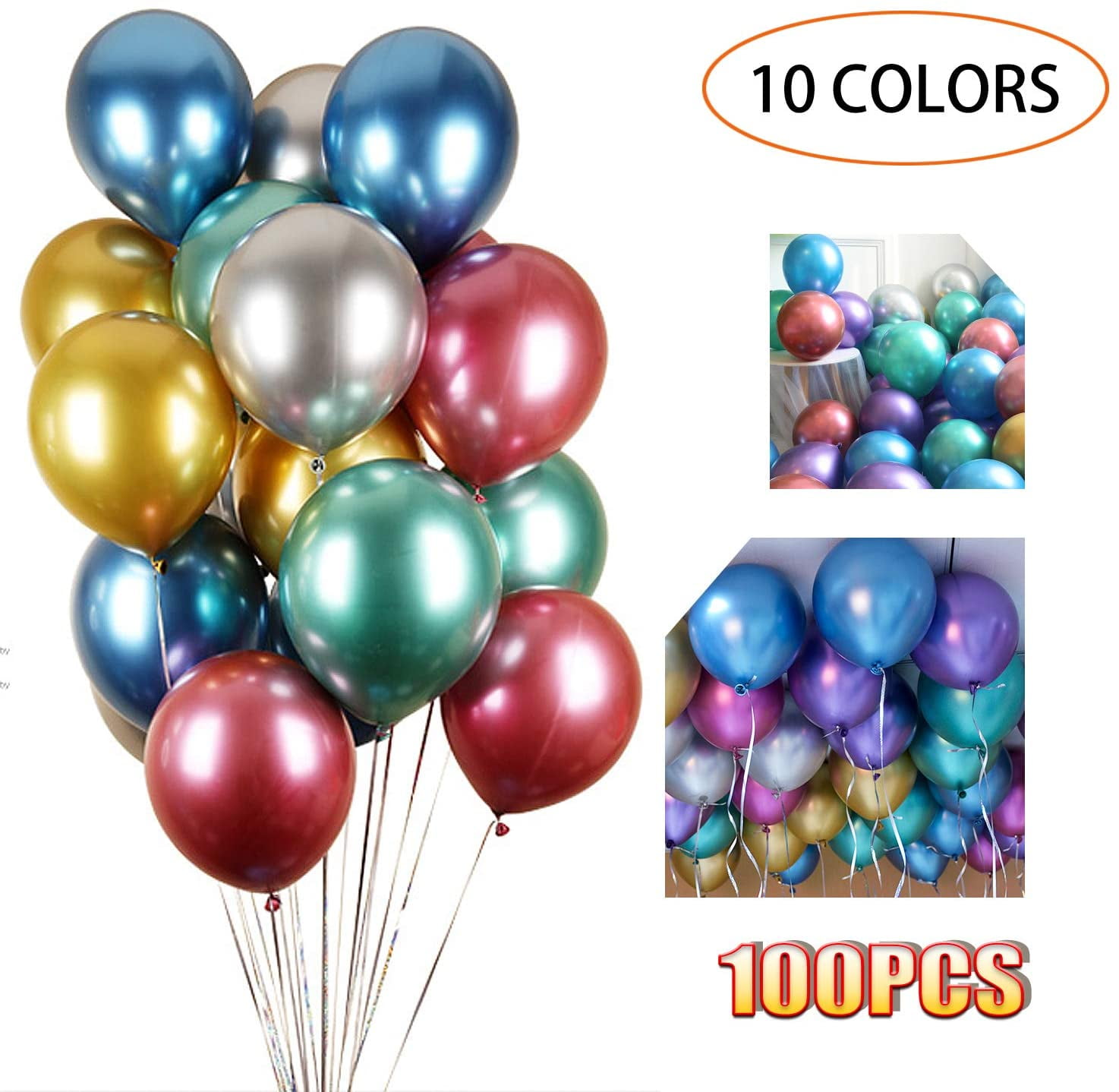 100 PCS 12 Inches Black Latex Balloons Large Thick Big Round Biodegradable Bulk Helium Gas or Air Inflated for Kids Birthday Graduation Wedding Party Halloween Christmas Decorations Supplies Favors
