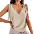 thumbnail image 1 of Playeras,Blusas y Tops,Ropa para Mujer Tank Top Vestido 2023 correa de hombro correa de camiseta sin mangas mujer verano Vintage cuello en V Top (Beige, S), 1 of 5