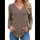 thumbnail image 1 of Camisetas de Larga para Mujer, Cuello en V, Suaves, Básicas, Holgadas, Informales, A Café S, 1 of 9
