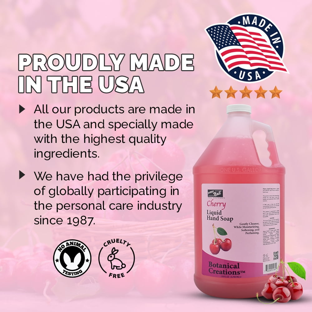 PRONAIL - Liquid Hand Soap Refill, Cherry, 1 Gallon - Deeply Cleanse and Hydrates, Leaving your hands Fresh and Soft - Bulk, Refill Gallon