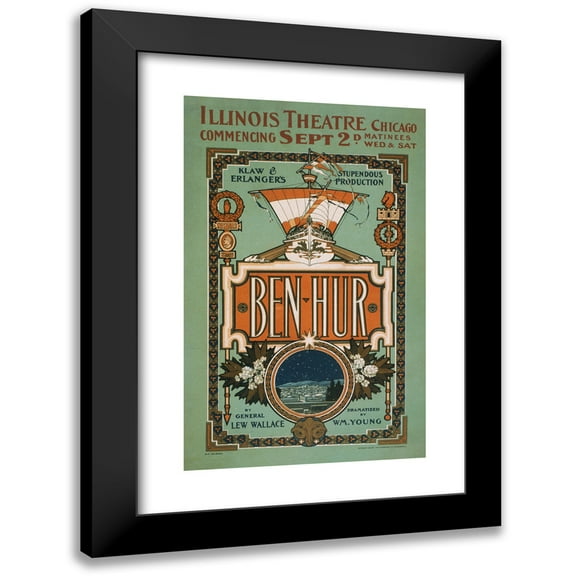Strobridge and Co 11x14 Black Modern Framed Museum Art Print Titled - Ben-Hur Klaw and Erlanger's Stupendous Production (1901)