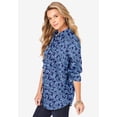 thumbnail image 3 of Roaman's Women's Plus Size Kate Long Sleeve Easy Cotton-Blend Button-Front Shirt, 3 of 6