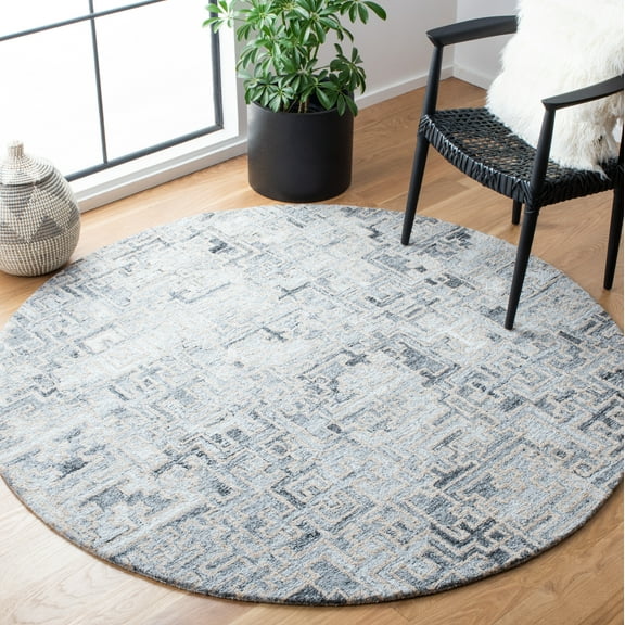 SAFAVIEH Abstract Edvin Abstract Area Rug, Ivory/Black, 6' x 6' Round