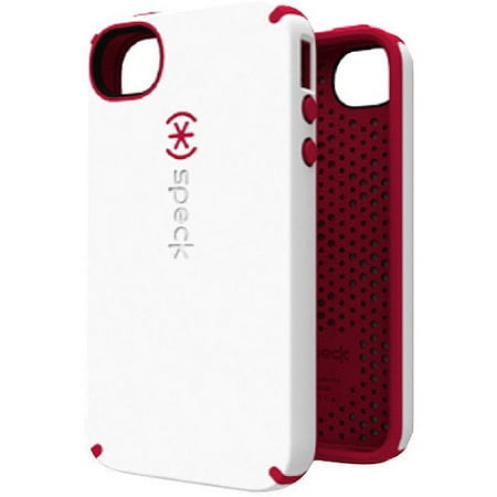 Speck CandyShell Satin - Case for cell phone - white, pomodoro - for Apple iPhone 4, 4S