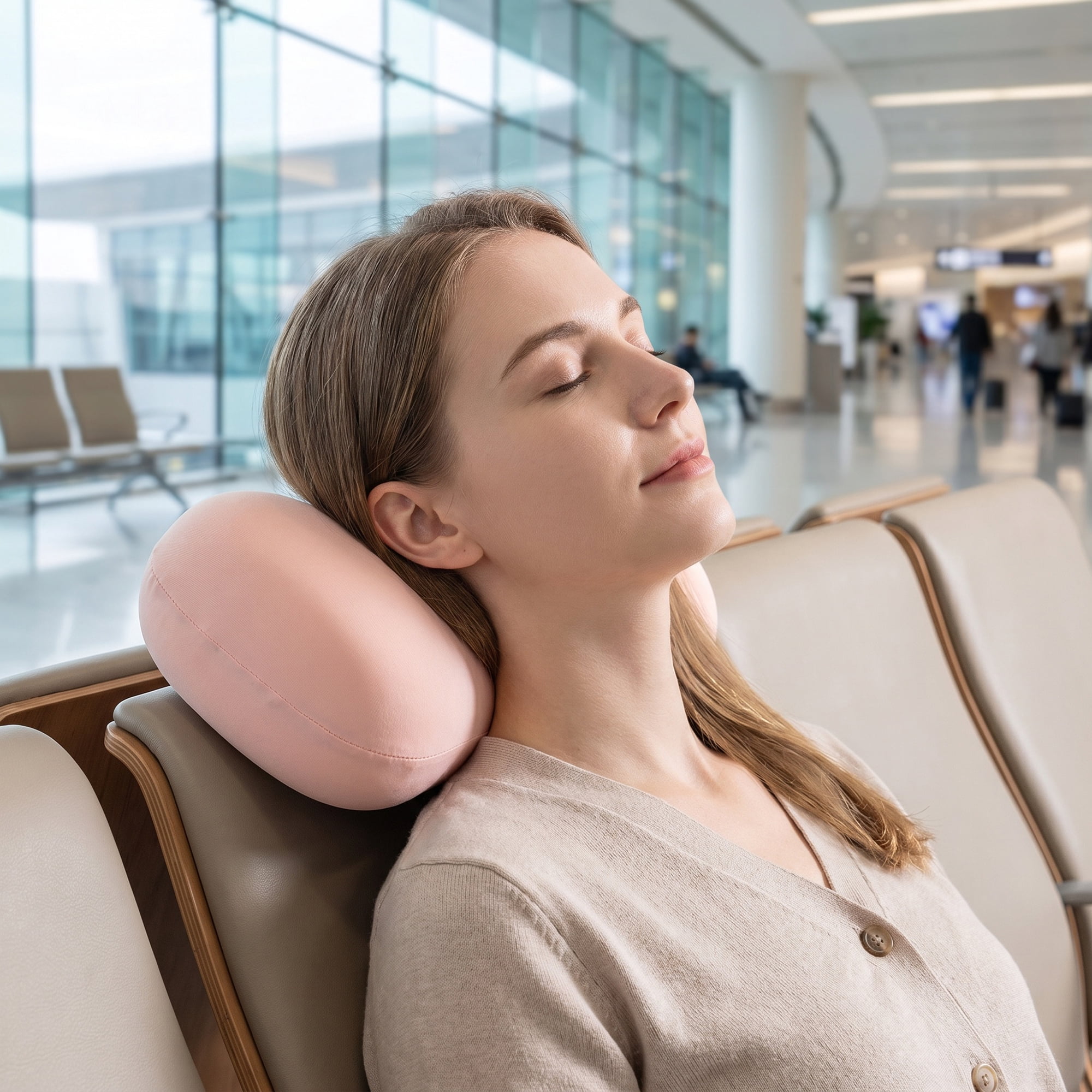 Unique Bargains Neck Pillow Sponge Cervical Support for Sleeping Pink A 16.5"x7.9"x4.3"