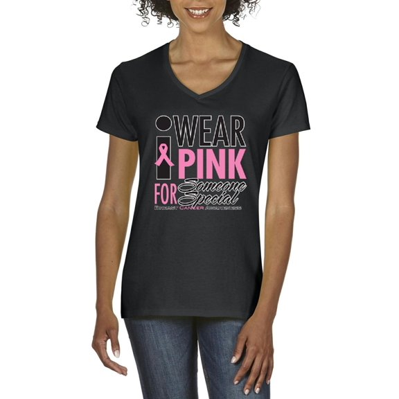 Artix - Women's T-Shirt V-Neck Short Sleeve - I Wear Pink for Someone Special