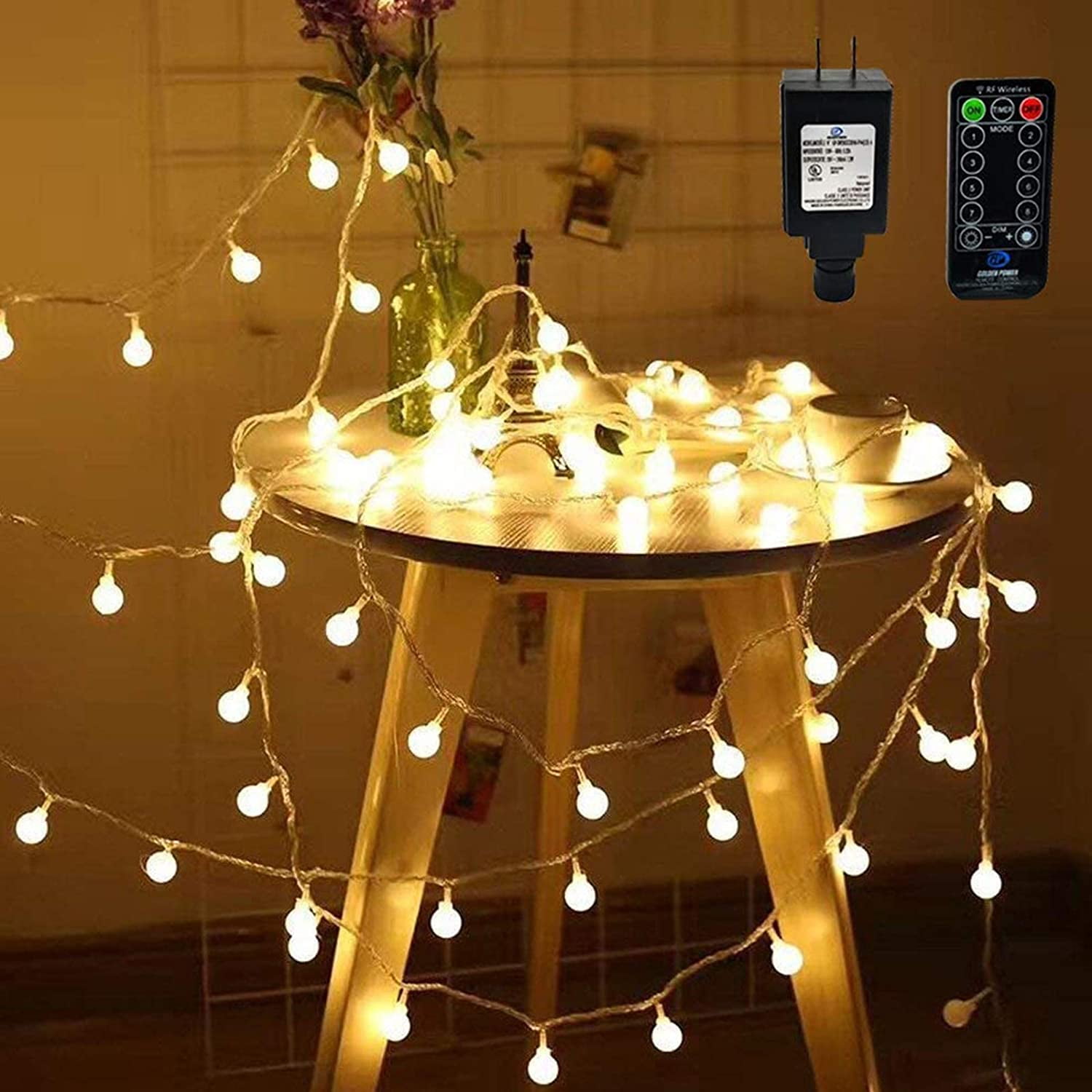 Tasodin Solar Rope Lights Outdoor 66FT 200LEDs Waterproof 8 Modes/Dimmable/T... 