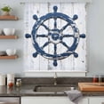 thumbnail image 5 of Navy Blue Coastal Sheer Curtains 54 Inches Long, Nautical Summer Rudder Vintage Light Filering Curtains, Breathable Simi Curtain Privacy Drapes for Kitchen Bathroom Lightweight Small Window Treatment, 5 of 9