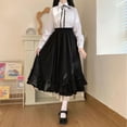 thumbnail image 6 of Riforla Women's Solid Color High Waist Two Piece Skirt Set Japanese Style Sweet Lolita Ruffled Hem Cute Long Skirts Womens Skirts Black XL, 6 of 6